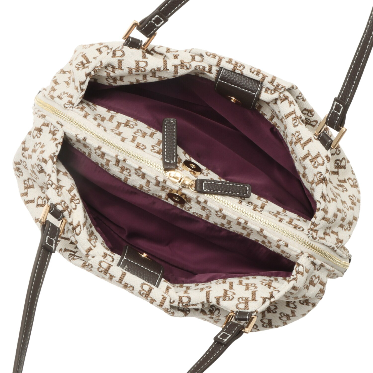 ラ・バガジェリー モノグラムジャガード ２ウェイトートバッグ