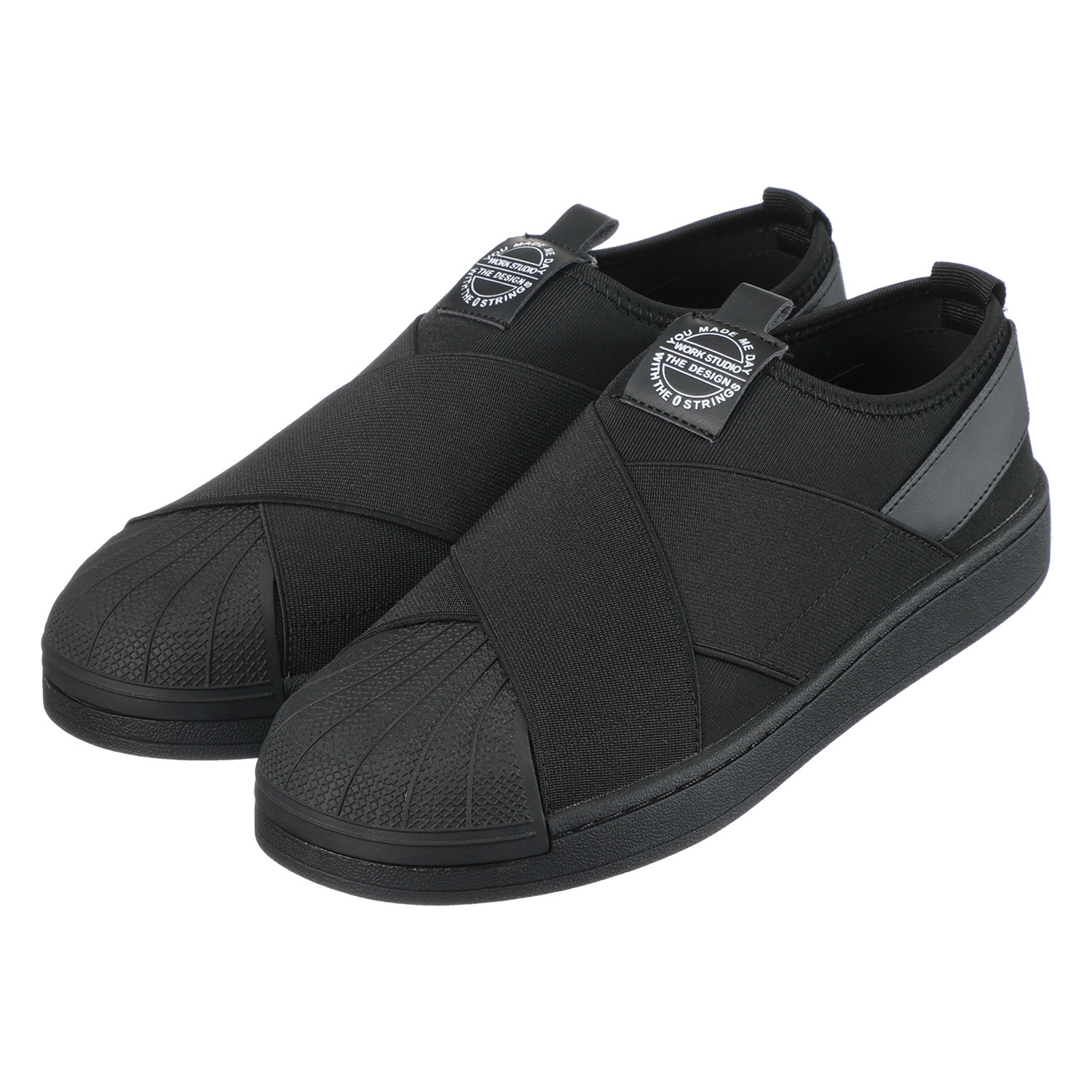 ハッシュドコーデ クロスゴム スリッポンスニーカー