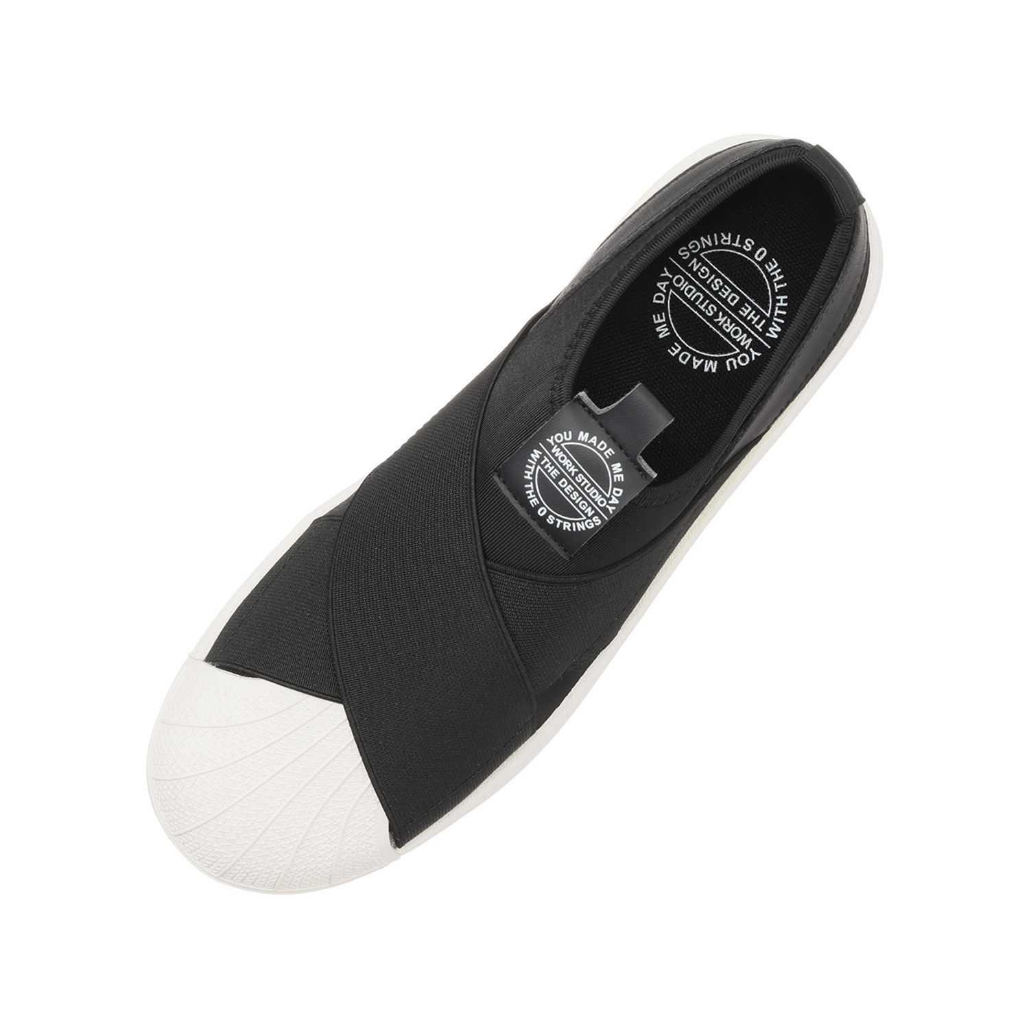 ハッシュドコーデ クロスゴム スリッポンスニーカー