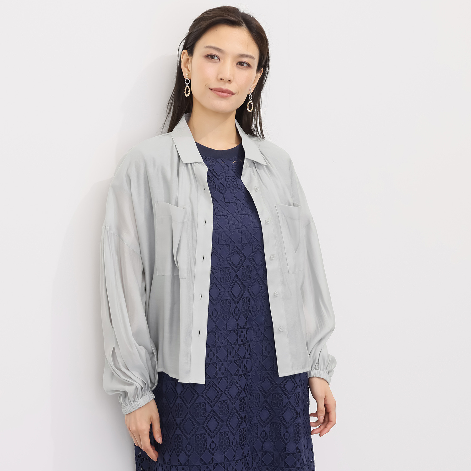 チーロ 接触冷感 涼しい シアーギャザーシャツ