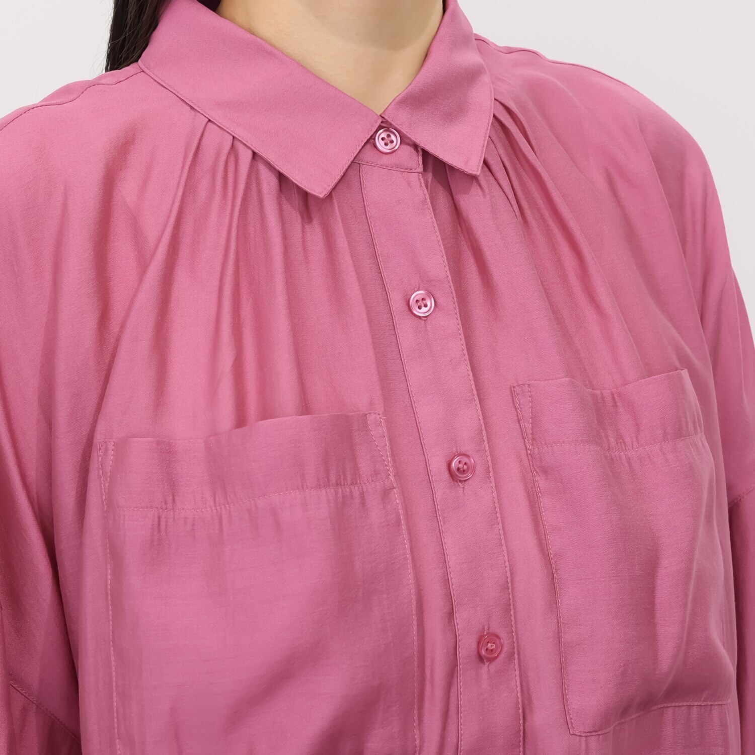 チーロ 接触冷感 涼しい シアーギャザーシャツ