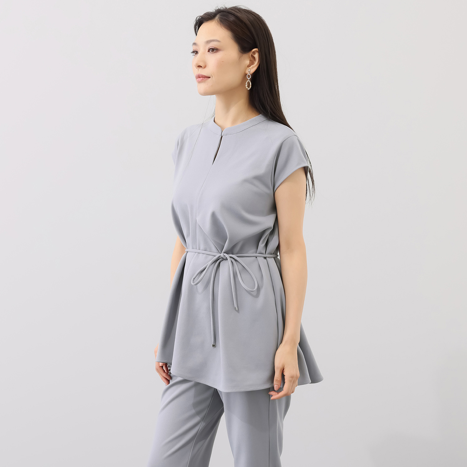 チーロ 接触冷感 ストレッチジョーゼット フレアートップス