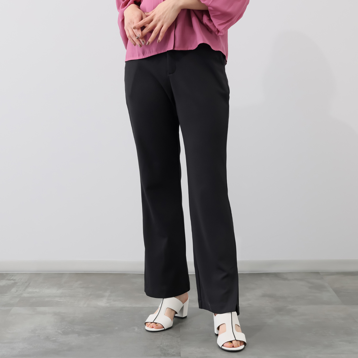 チーロ 接触冷感 ストレッチジョーゼット フレアーパンツ