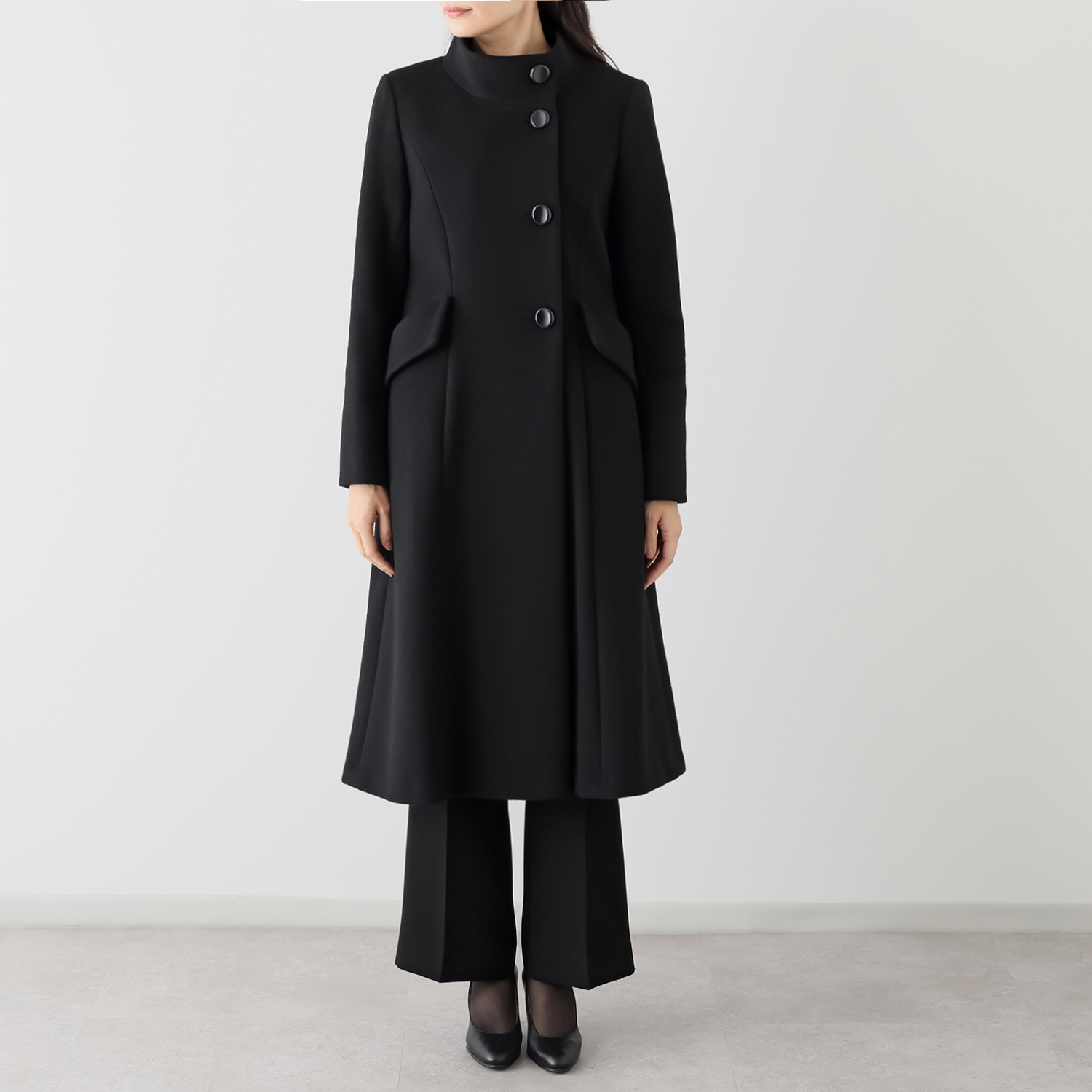 マダムヒロコ バイ　ニュイ ブラックフォーマル 尾州産生地使用 ウール混コート