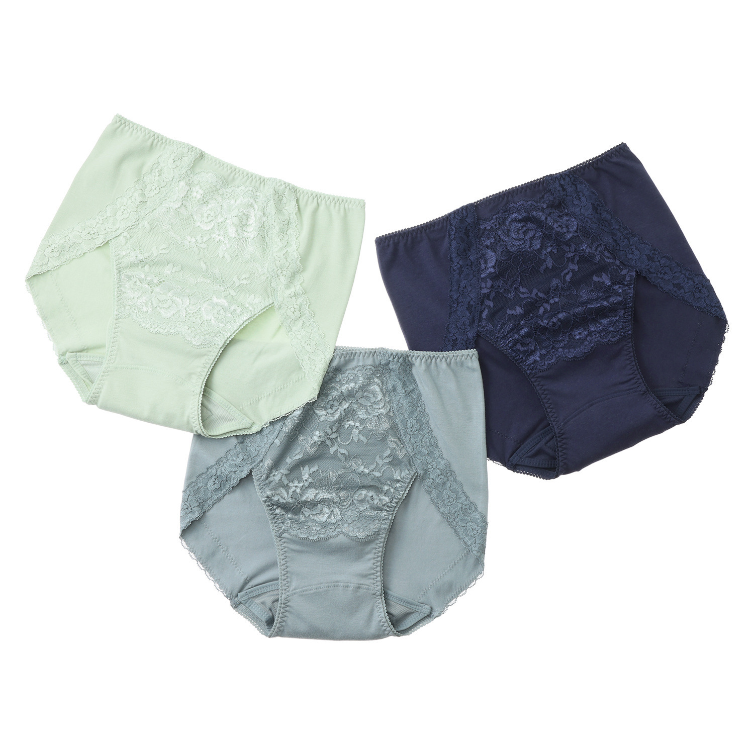 サラバディ 東洋紡ランシール使用 吸水・消臭 綿混 レースアクセント ショーツ３枚セット