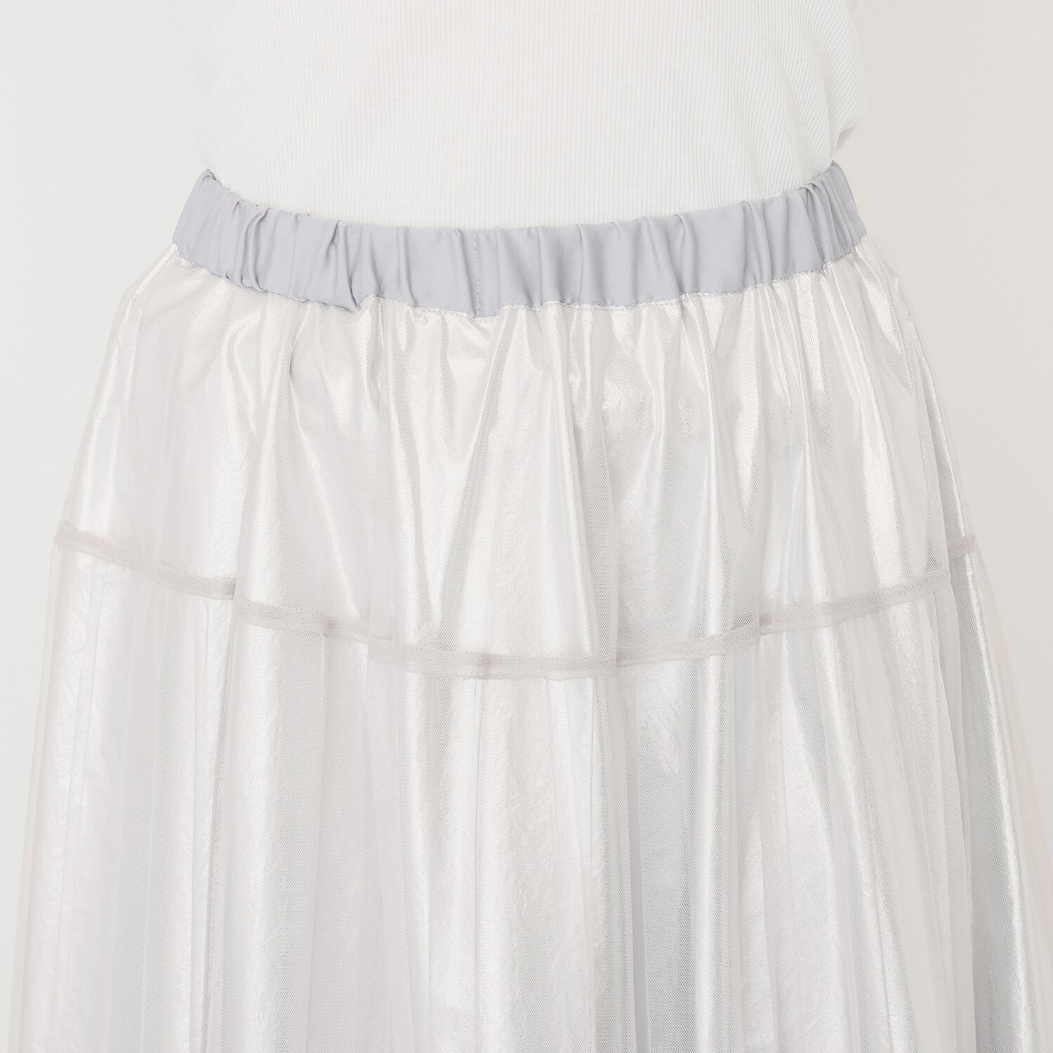 クオリー チュール＆サテン プリーツスカート