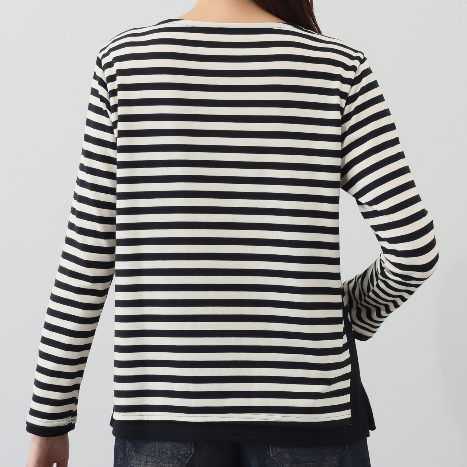 ノーボノーボ ポケットアクセント ボーダーロングＴシャツ