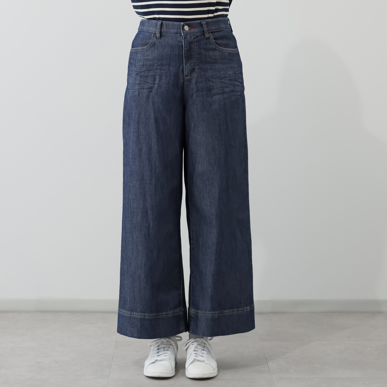 ノーボノーボ ホワイトヤーンデニム ワイドパンツ