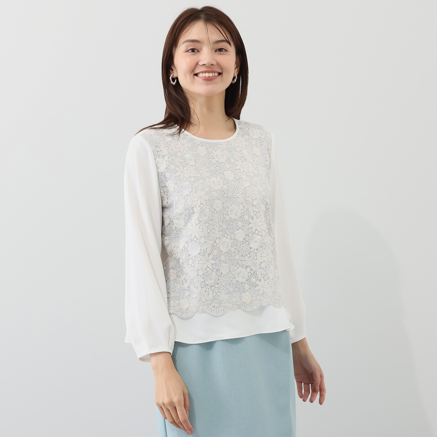 レ・ラリック フローラルレース ブラウス