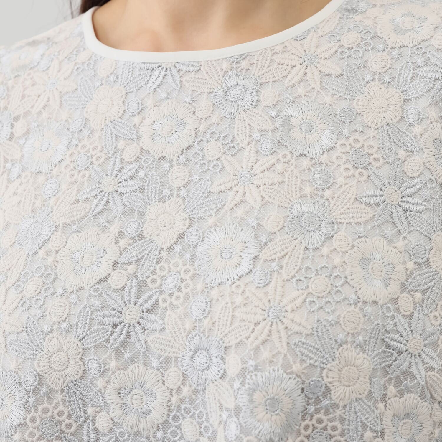 レ・ラリック フローラルレース ブラウス