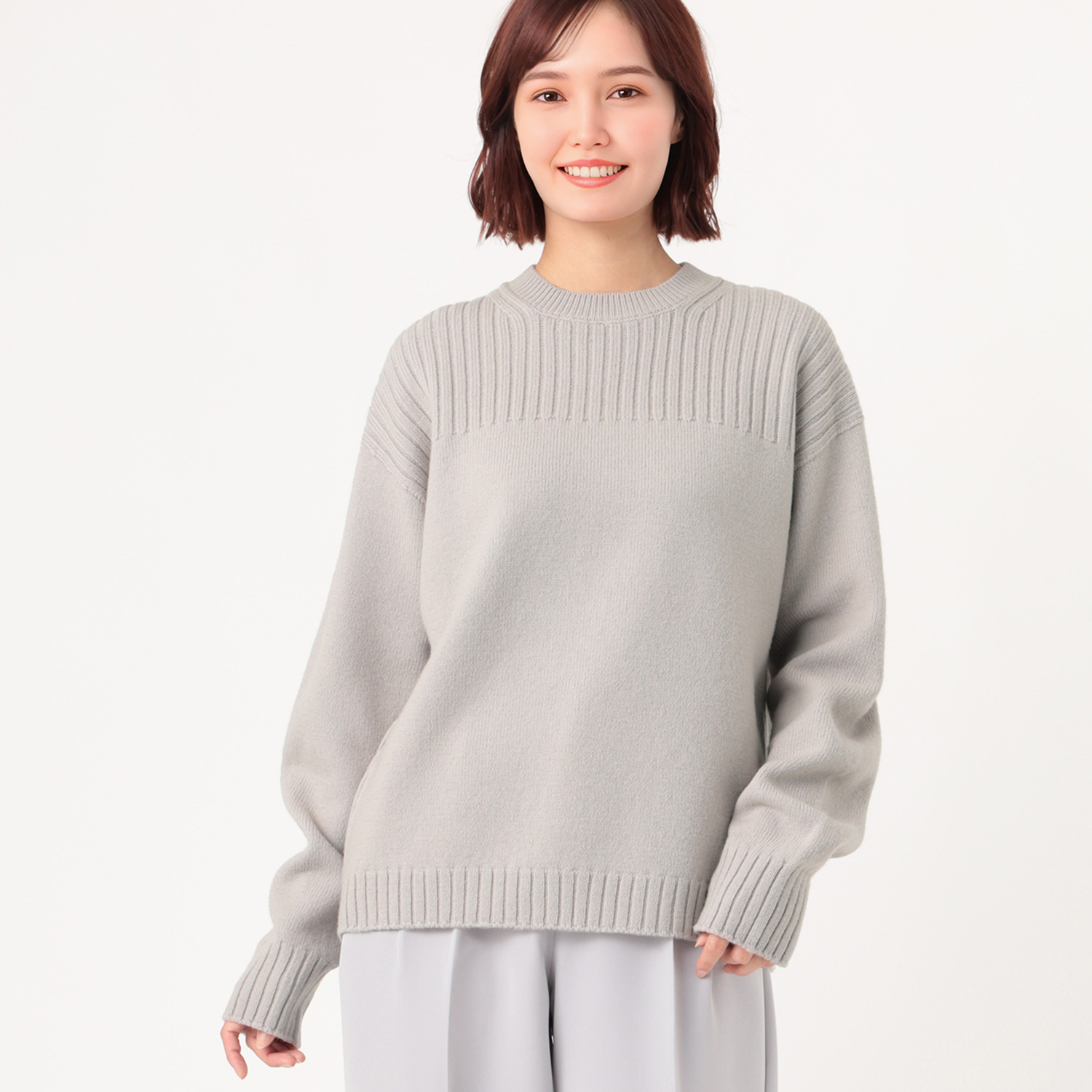 エマキュレイト 日本製　メリノウール 梳毛　ホールガーメント ニットプルオーバー