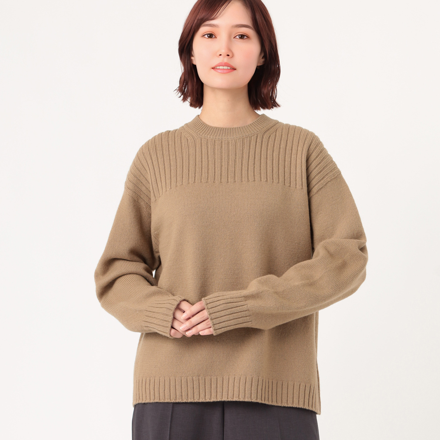 エマキュレイト 日本製　メリノウール 梳毛　ホールガーメント ニットプルオーバー