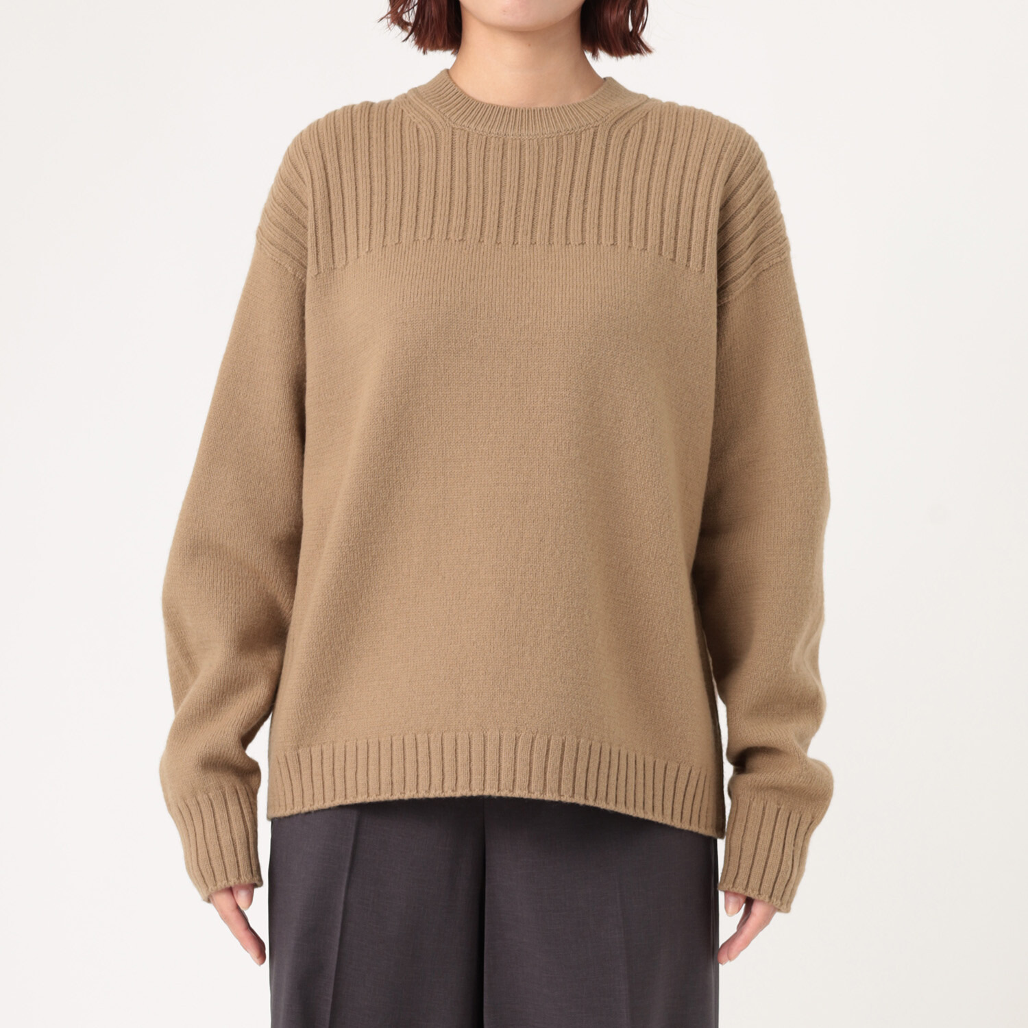 エマキュレイト 日本製　メリノウール 梳毛　ホールガーメント ニットプルオーバー