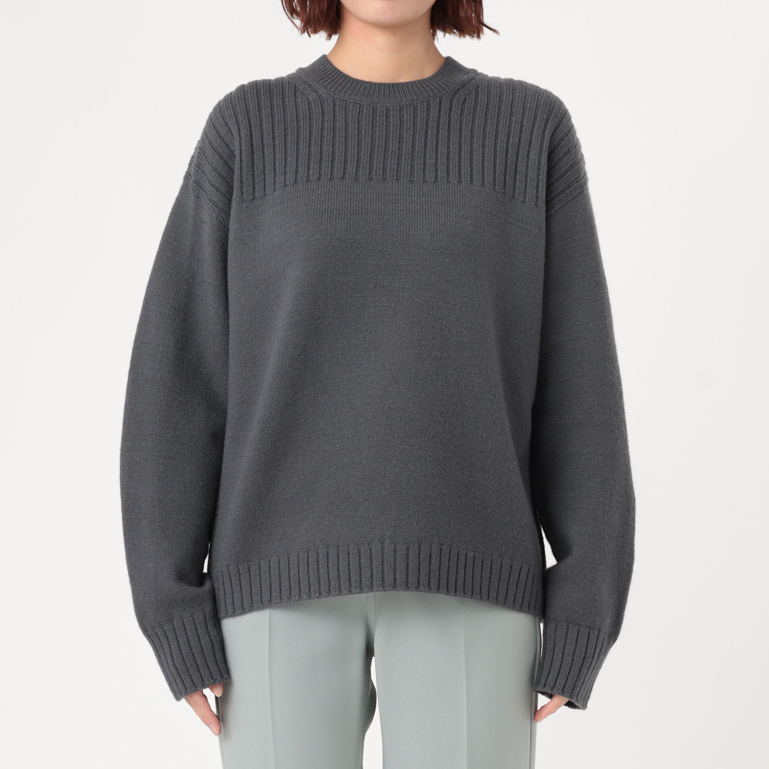 エマキュレイト 日本製　メリノウール 梳毛　ホールガーメント ニットプルオーバー