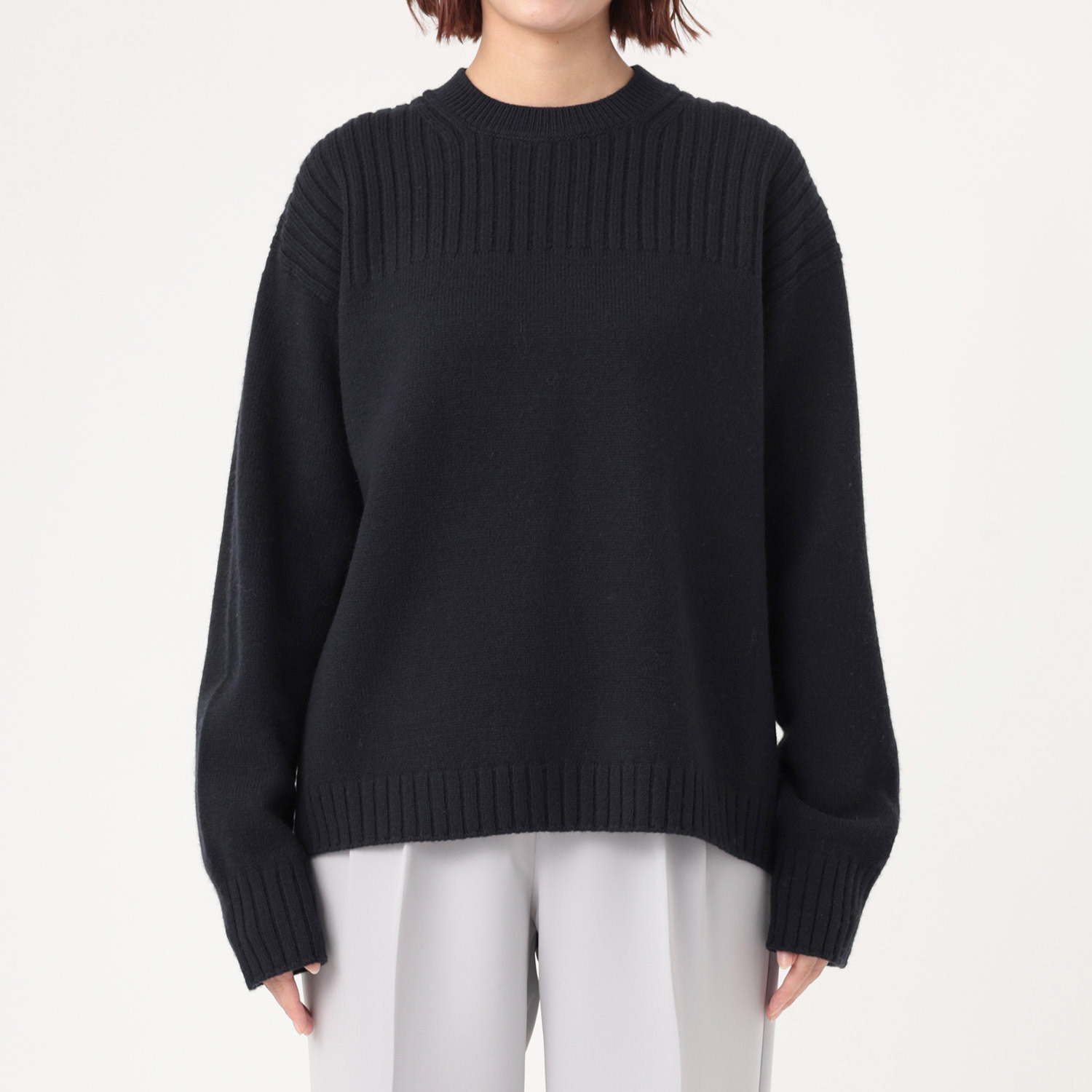 エマキュレイト 日本製　メリノウール 梳毛　ホールガーメント ニットプルオーバー