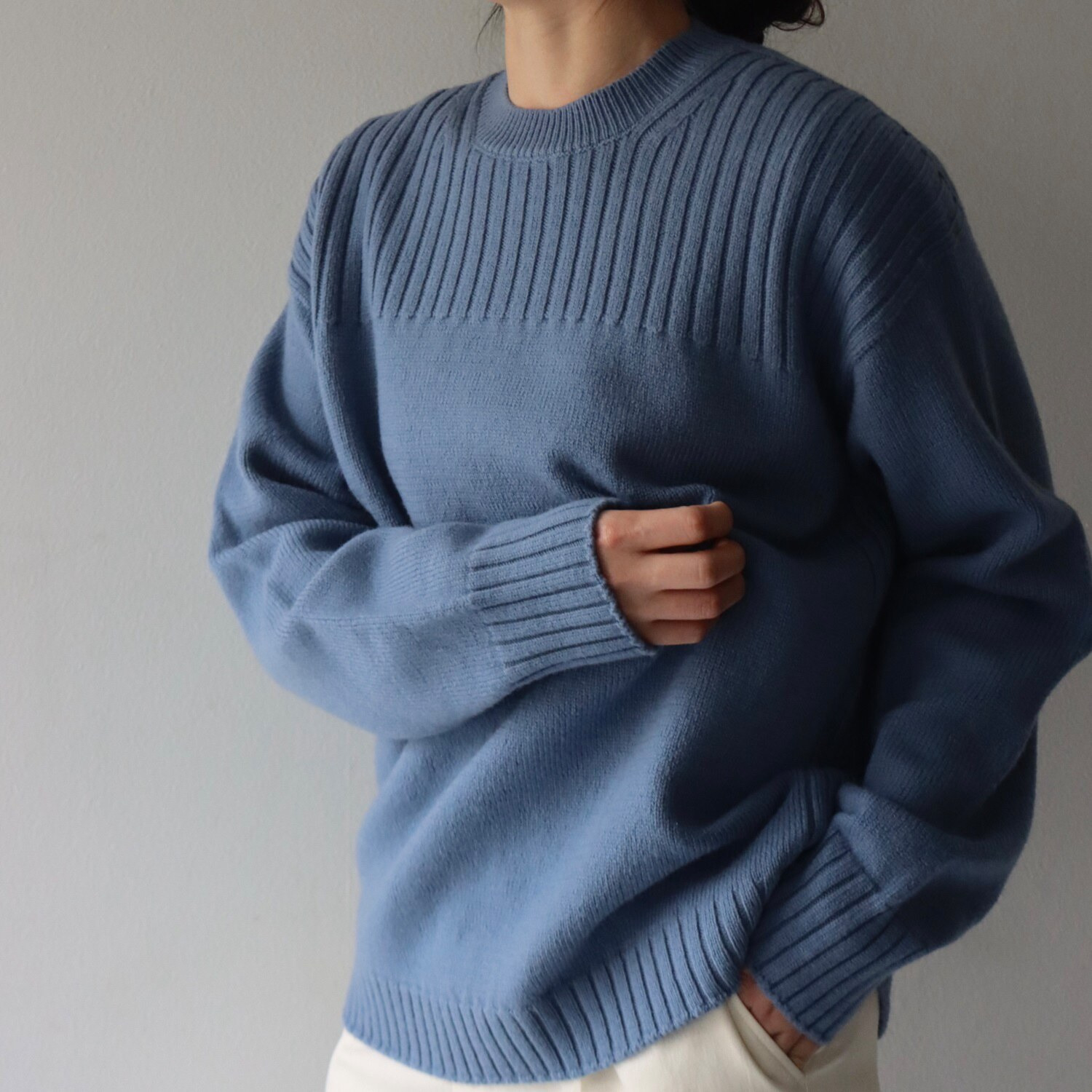 エマキュレイト 日本製　メリノウール 梳毛　ホールガーメント ニットプルオーバー