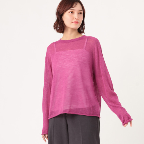 エマキュレイト　日本製　アルパカ混　ホールガーメント　シアープルオーバー