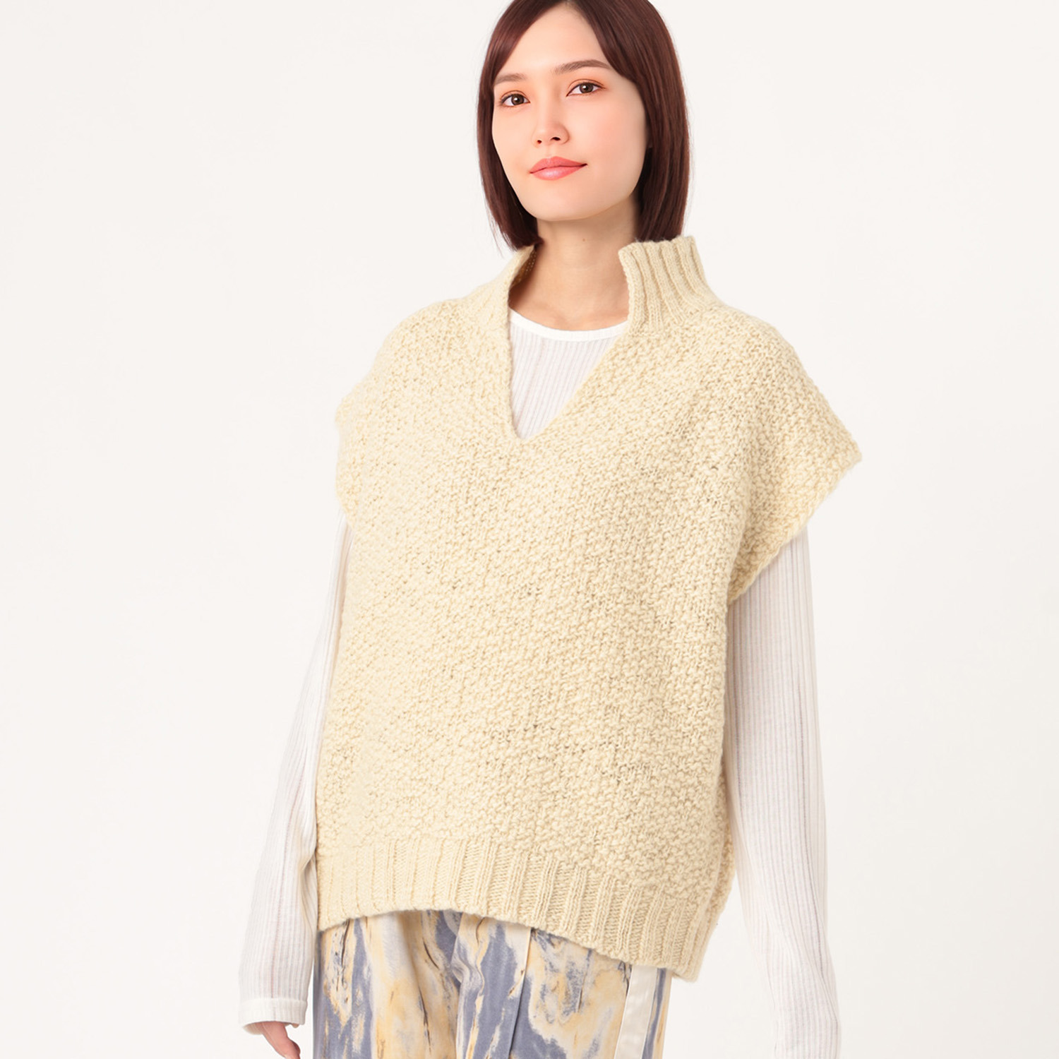 エマキュレイト 日本製 ウールスラブ ハイネックベスト