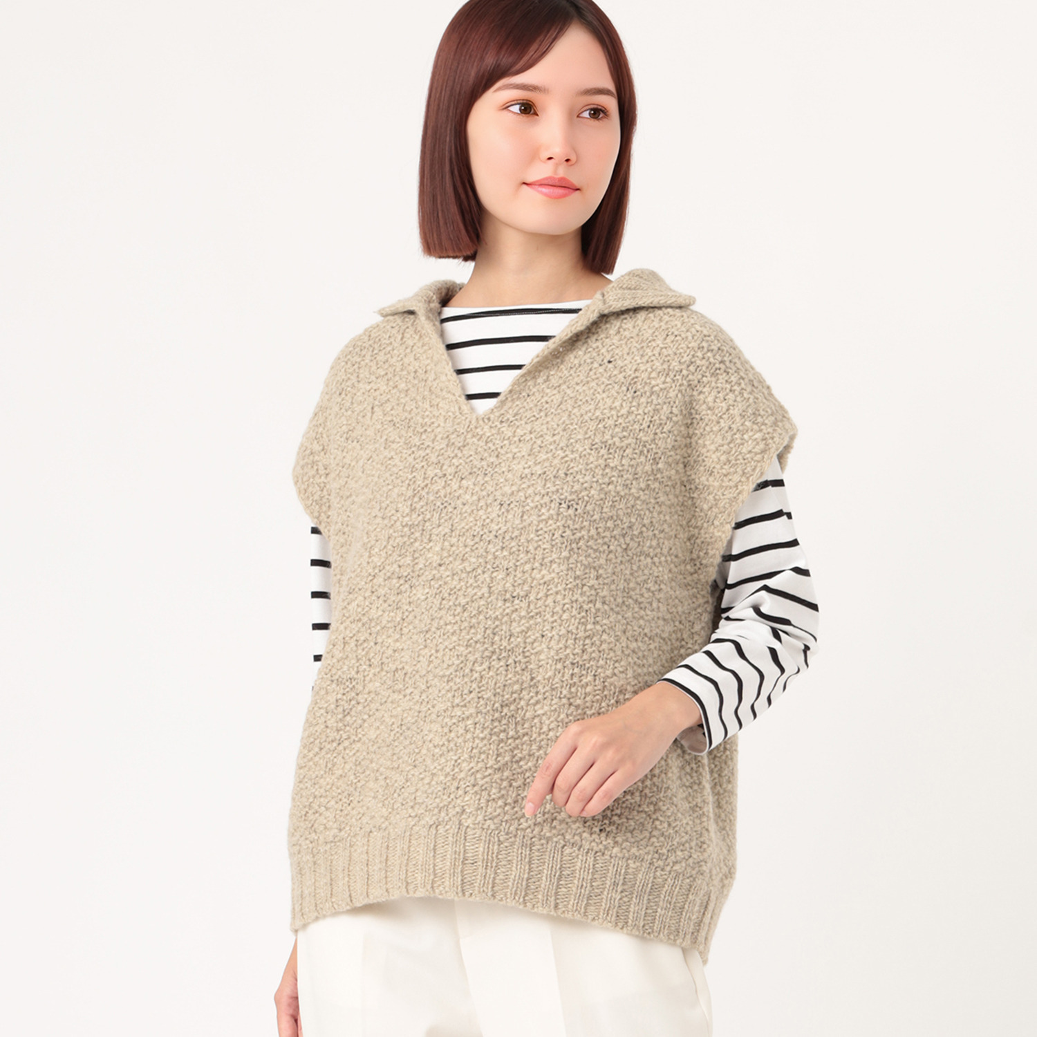 エマキュレイト 日本製 ウールスラブ ハイネックベスト