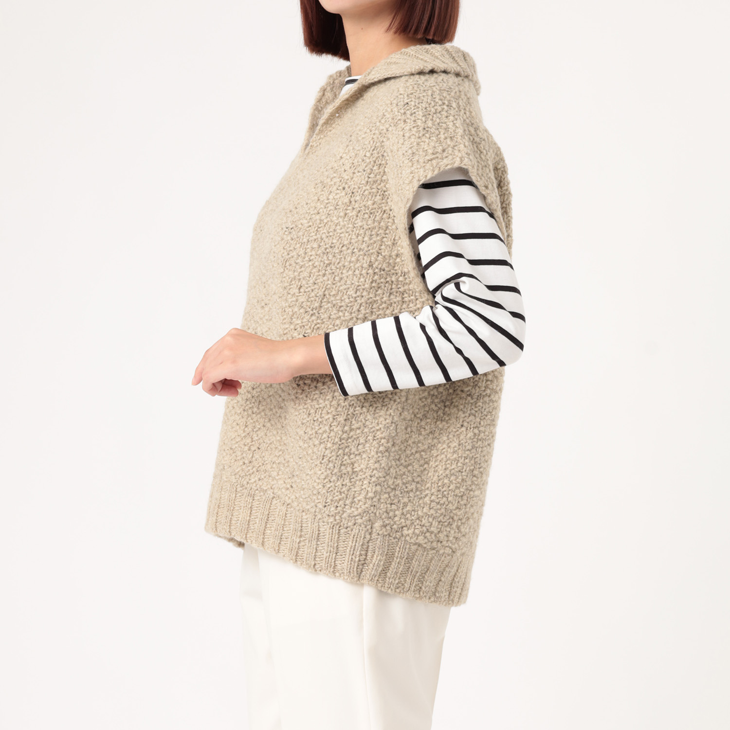 エマキュレイト 日本製 ウールスラブ ハイネックベスト