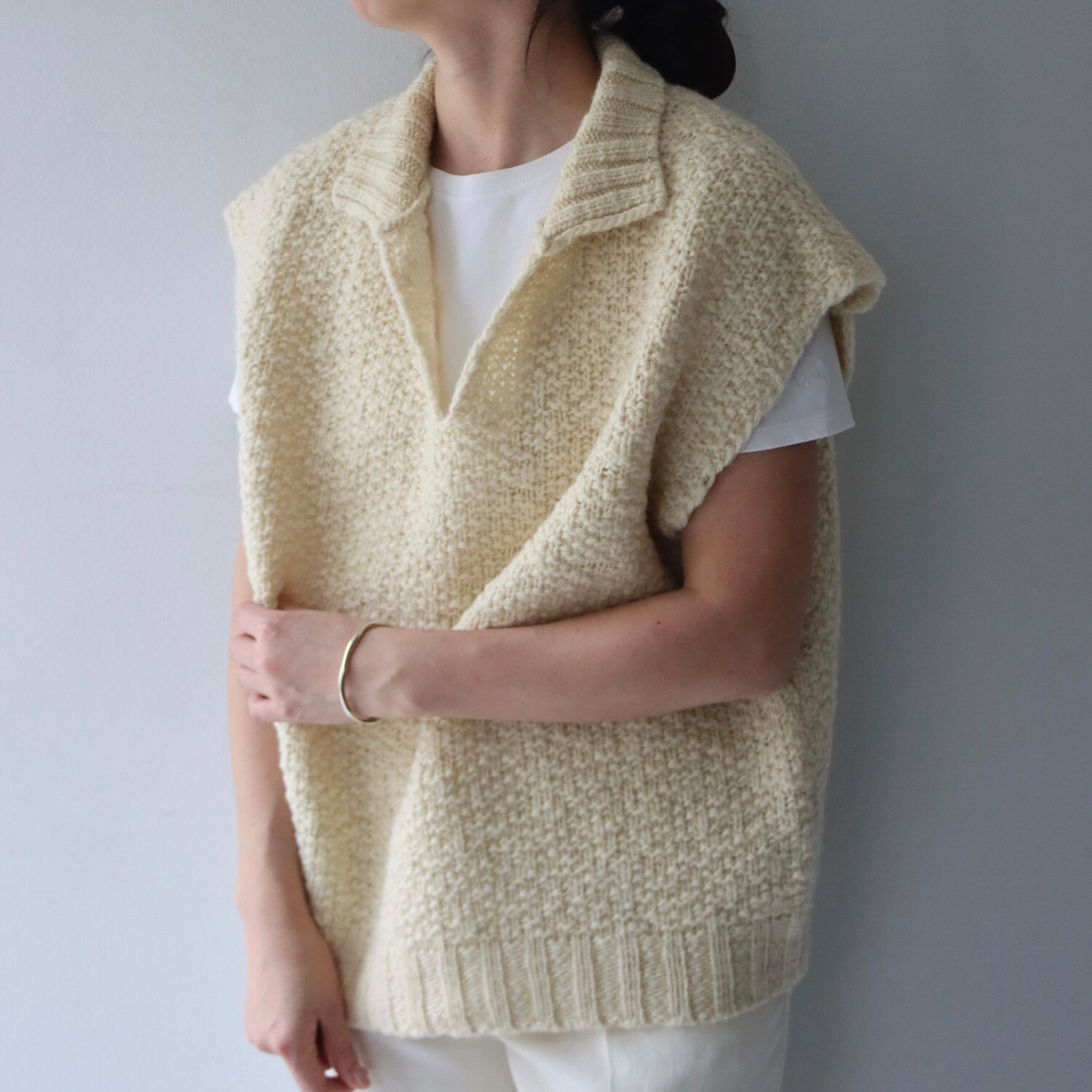 エマキュレイト 日本製 ウールスラブ ハイネックベスト