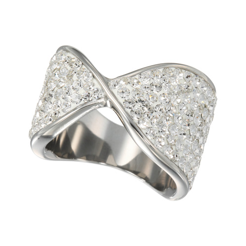 エービーステン　ステンレス　クリスタルガラス　ツイストデザイン　リング