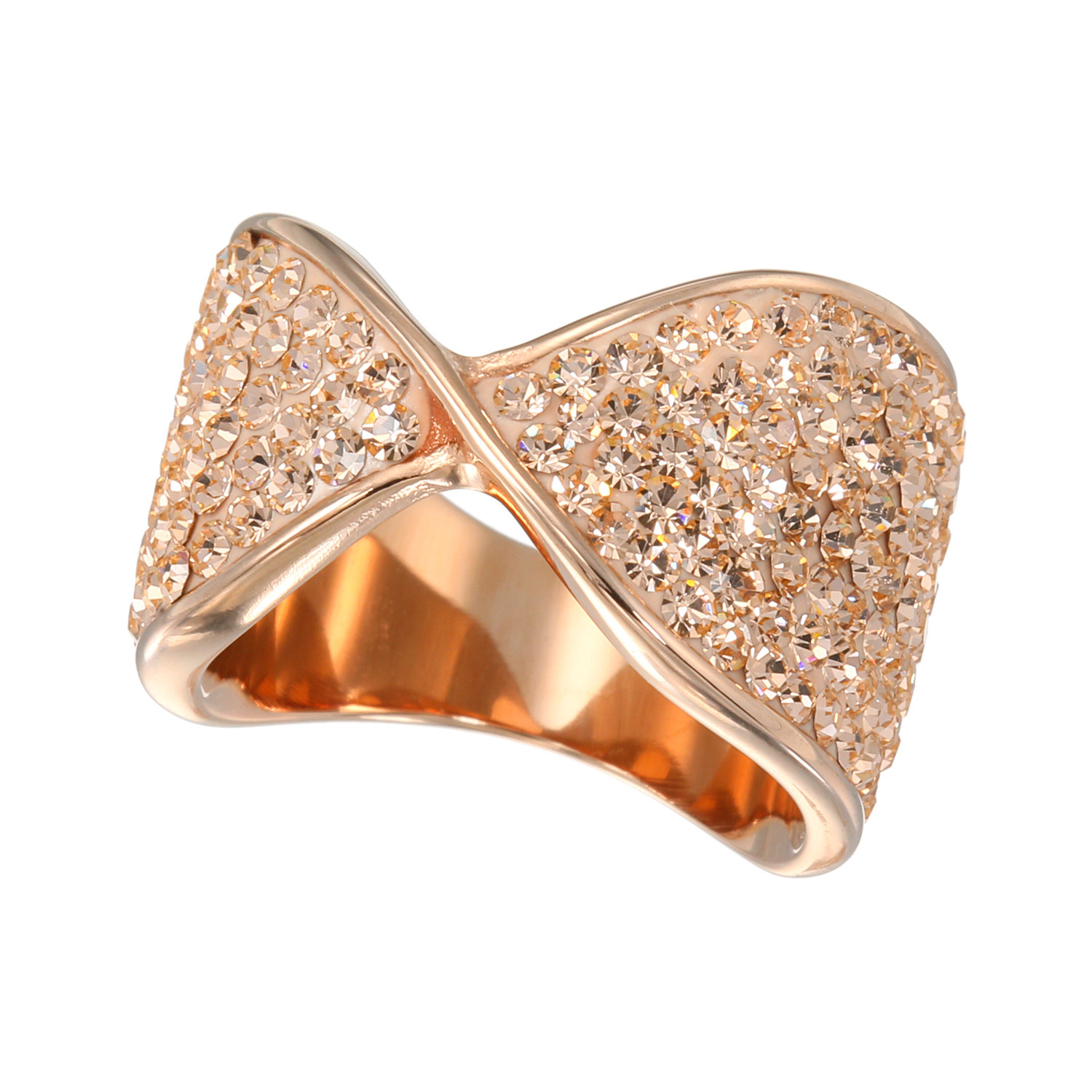 エービーステン ステンレス クリスタルガラス ツイストデザイン リング