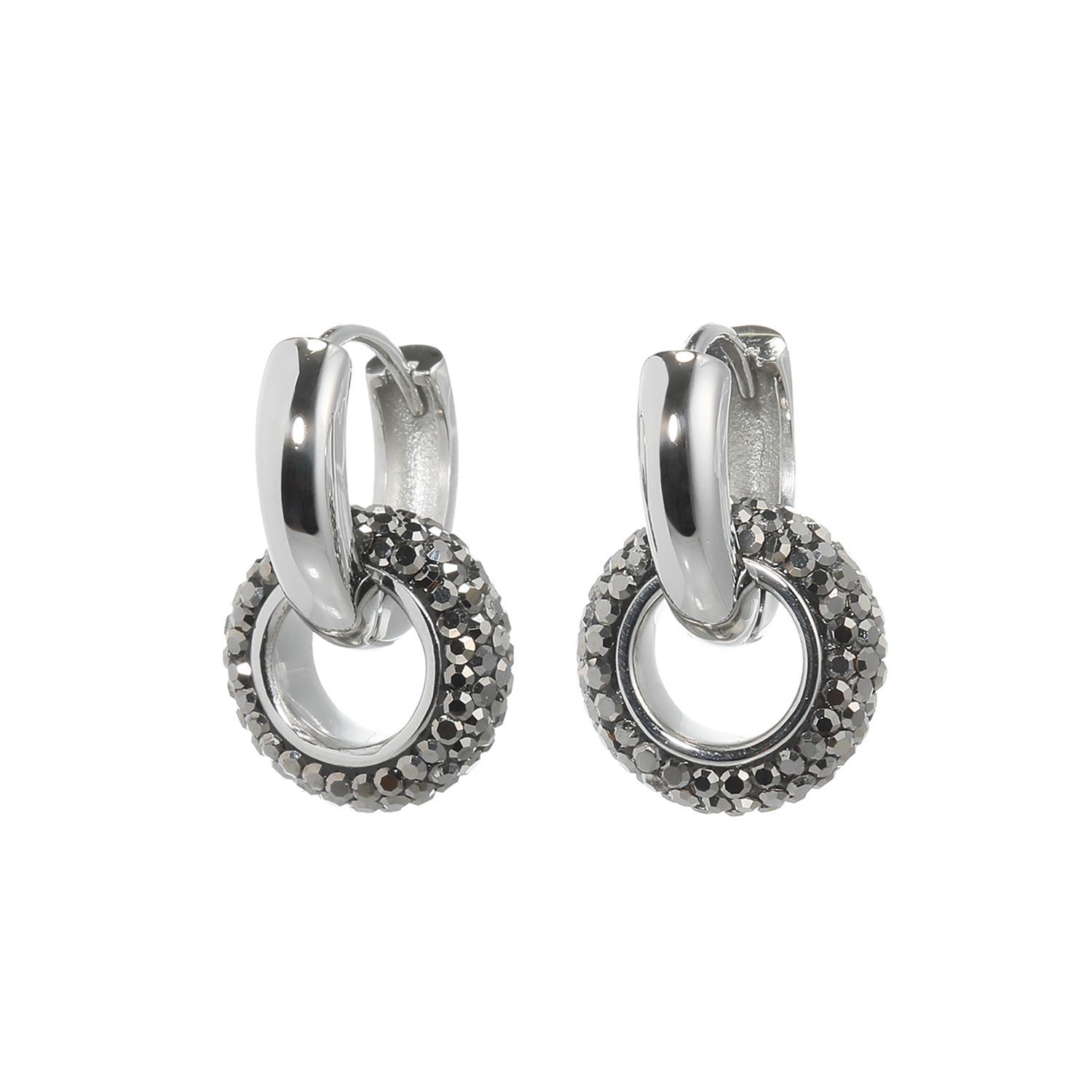 エービーステン ステンレス クリスタルガラス リンクデザイン イヤリング／ピアス