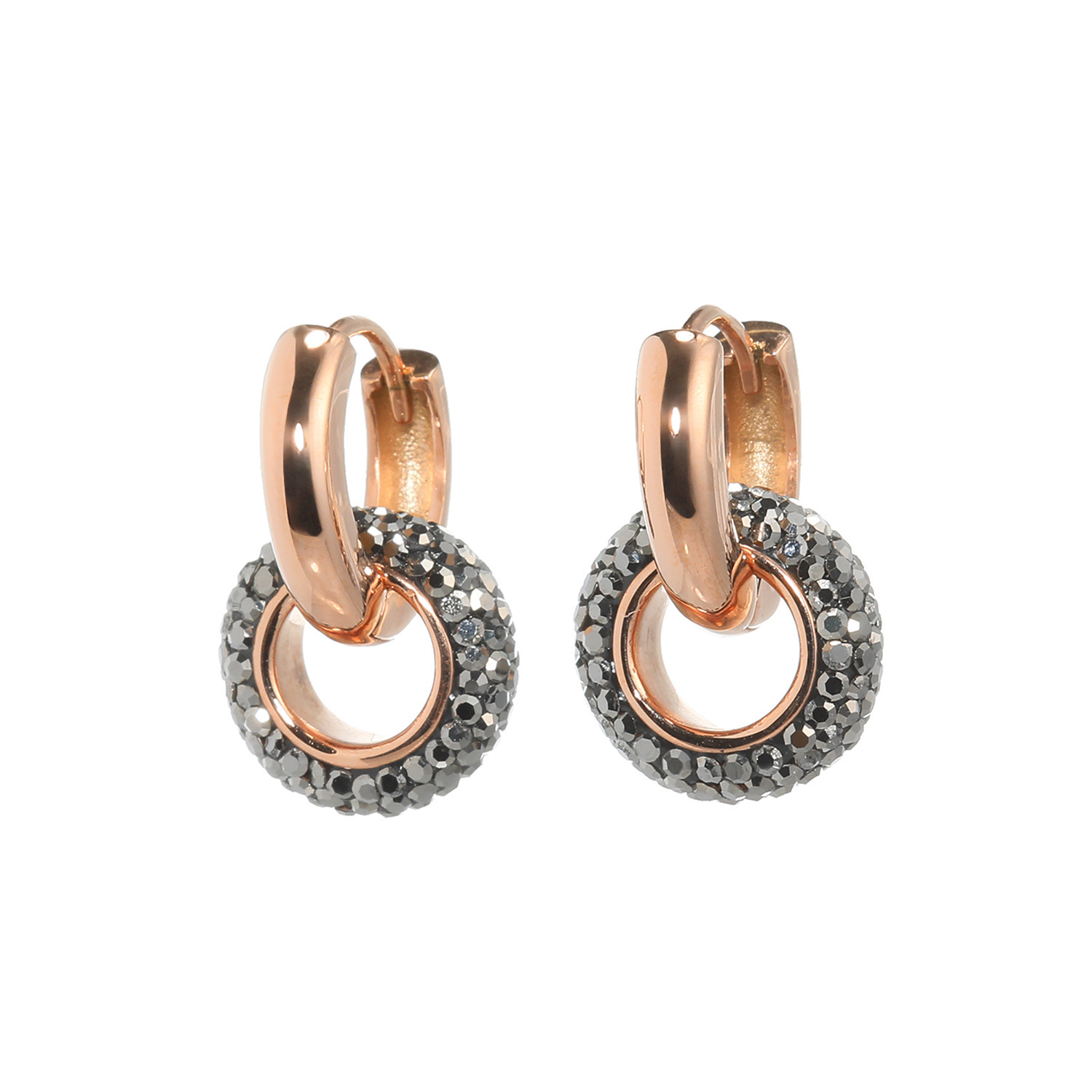 エービーステン ステンレス クリスタルガラス リンクデザイン イヤリング／ピアス