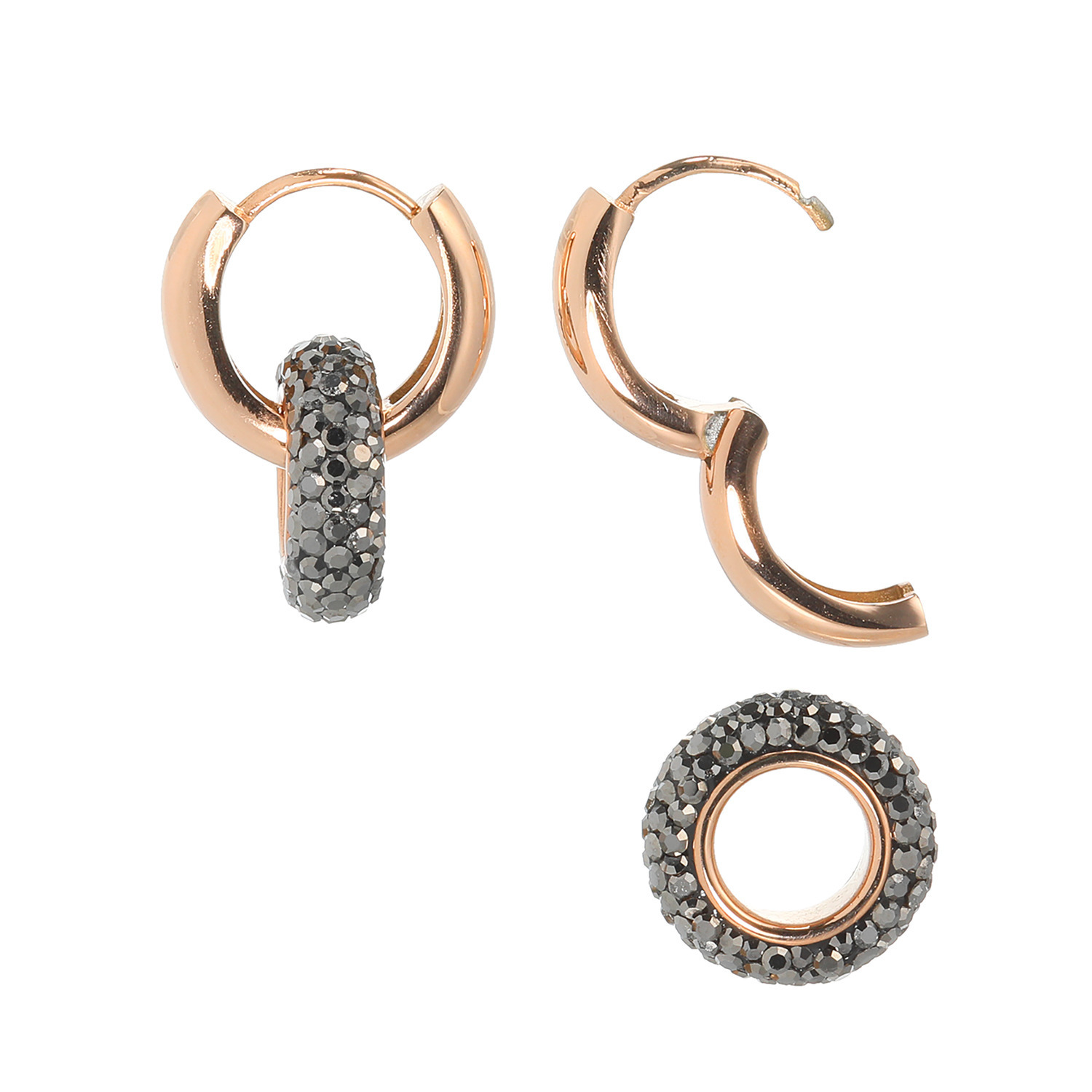 エービーステン ステンレス クリスタルガラス リンクデザイン イヤリング／ピアス