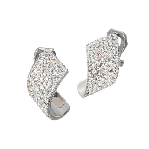 エービーステン ステンレス クリスタルガラス カーブデザイン パヴェイヤリング/ピアス エービーステン ステンレス クリスタルガラス カーブデザイン パヴェイヤリング/ピアス