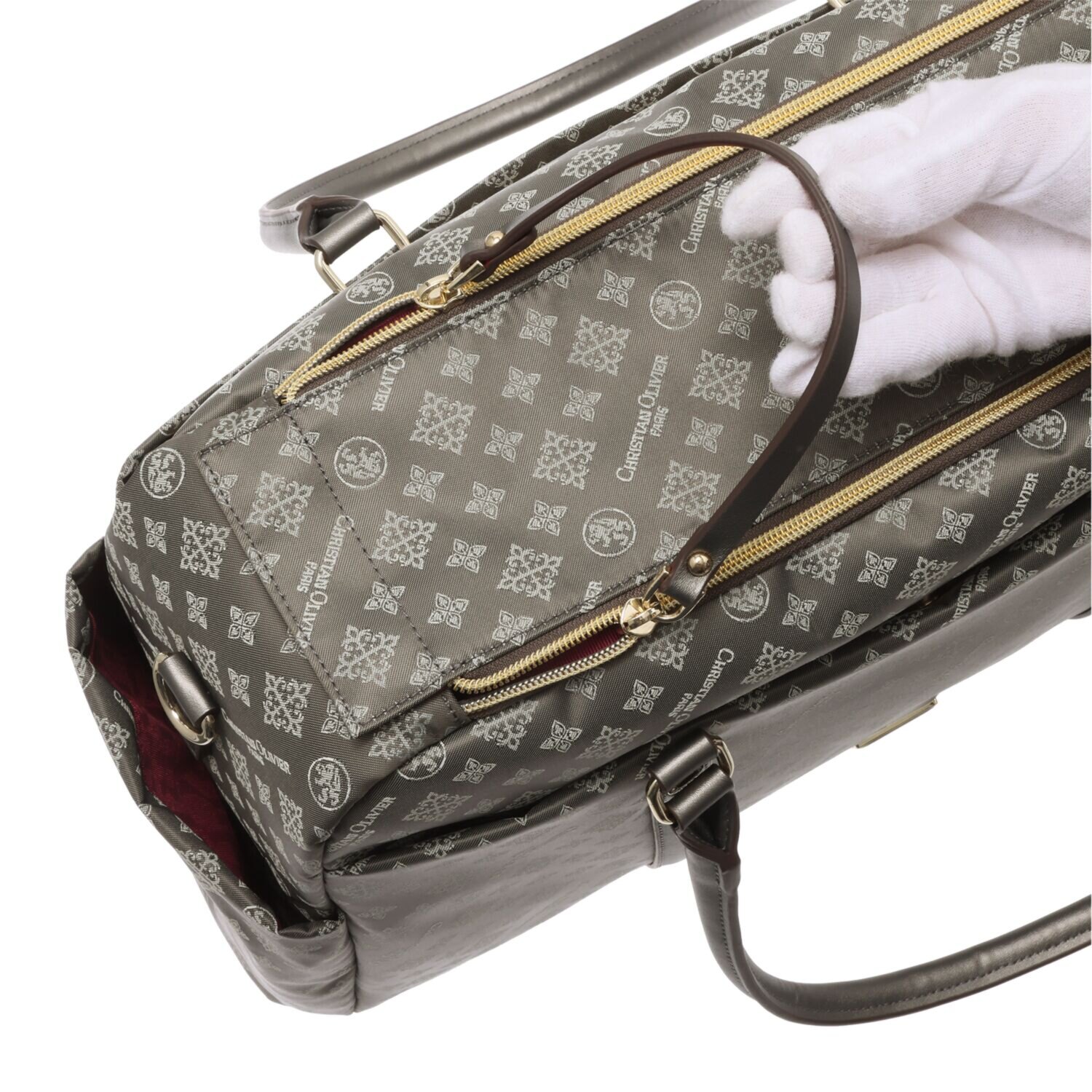 クリスチャン　オリビエ はっ水ジャガード 片手で簡単開閉！ ２ウェイボストンバッグ 