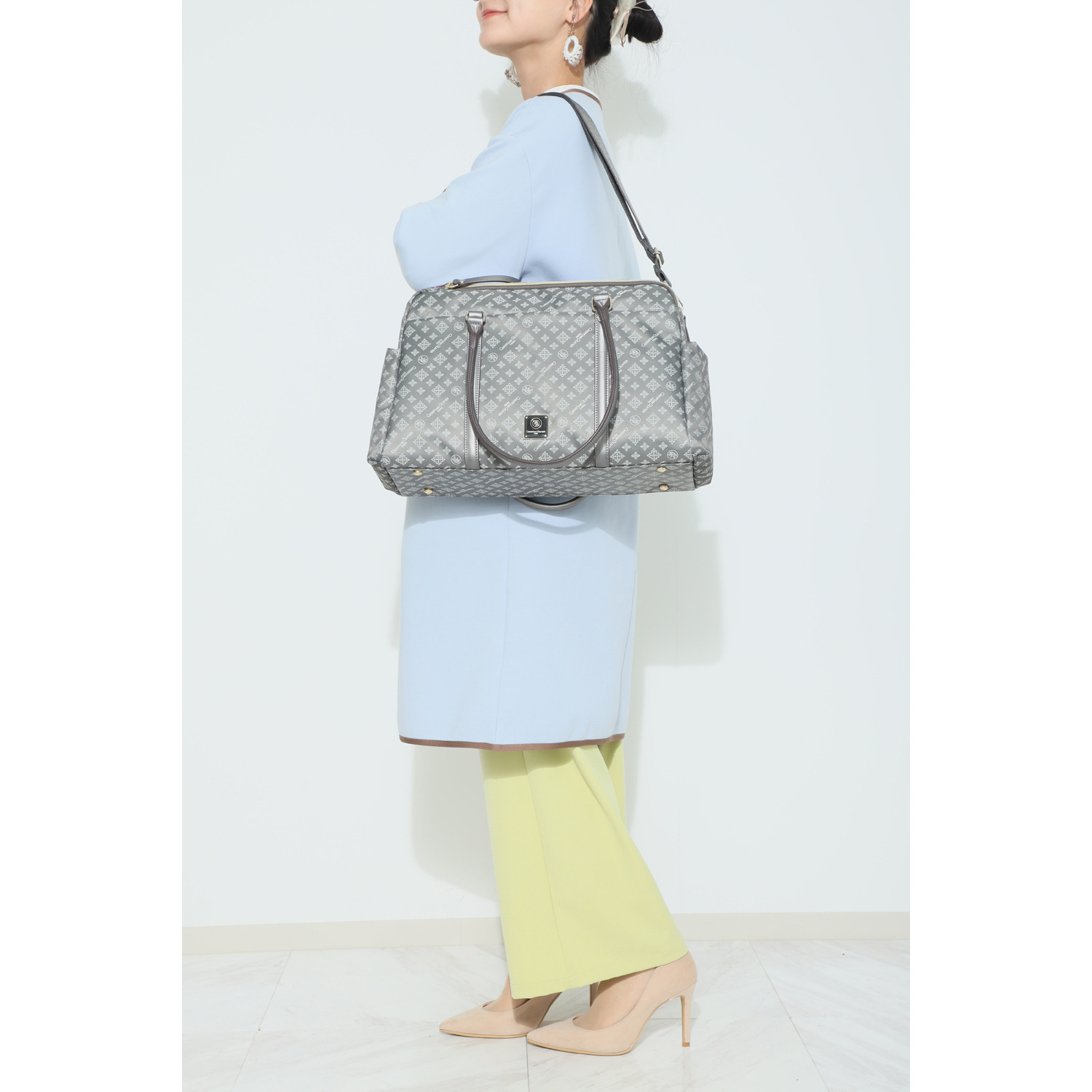 クリスチャン　オリビエ はっ水ジャガード 片手で簡単開閉！ ２ウェイボストンバッグ 