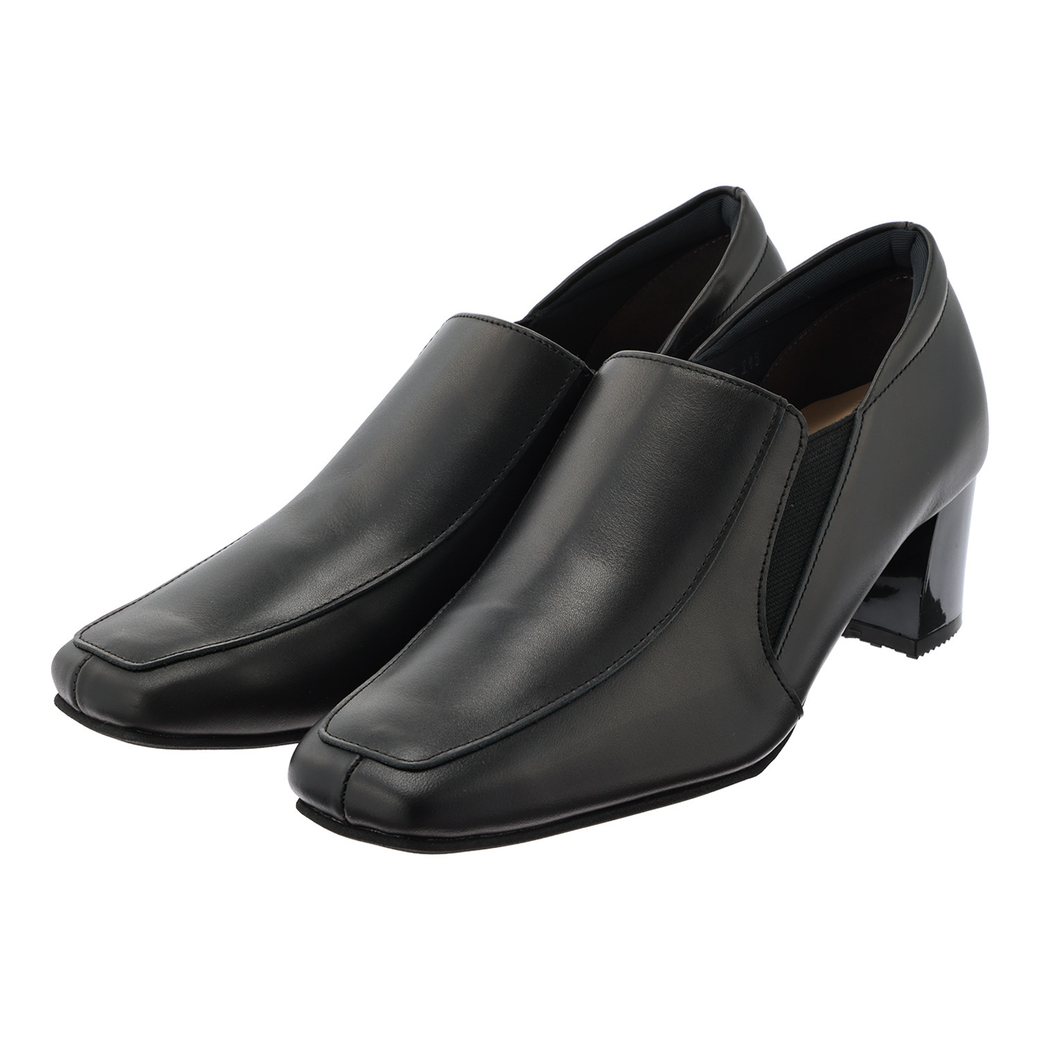 ミズ・ジューヌ 日本製 牛革 チャンキーヒール パンプス