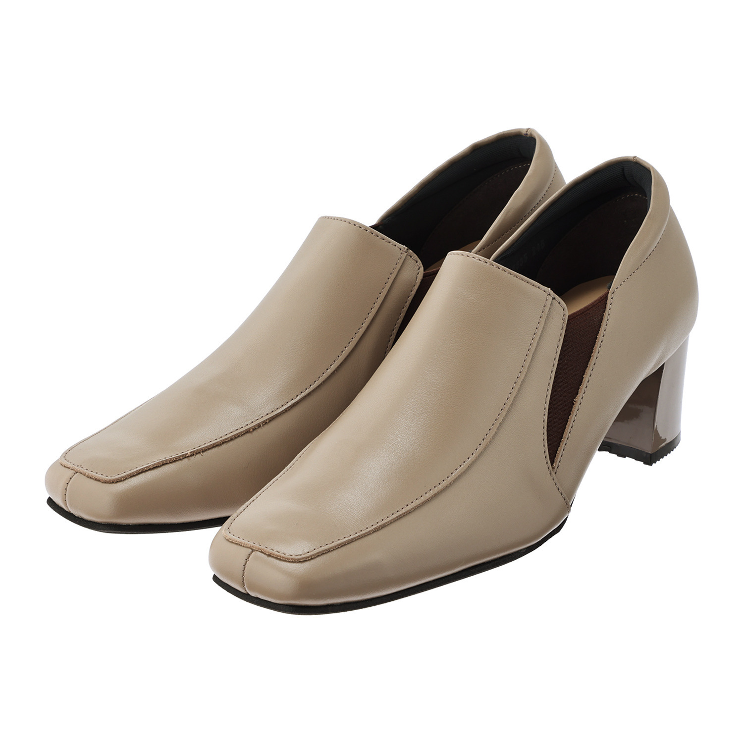 ミズ・ジューヌ 日本製 牛革 チャンキーヒール パンプス