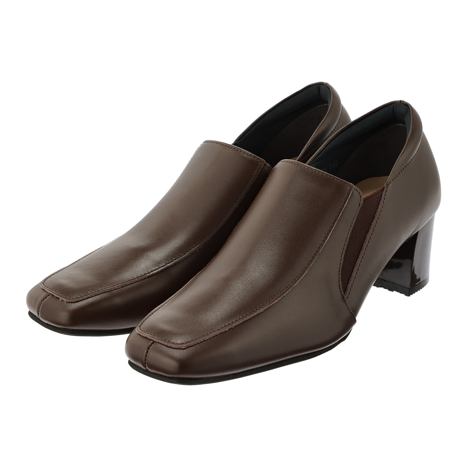 ミズ・ジューヌ 日本製 牛革 チャンキーヒール パンプス