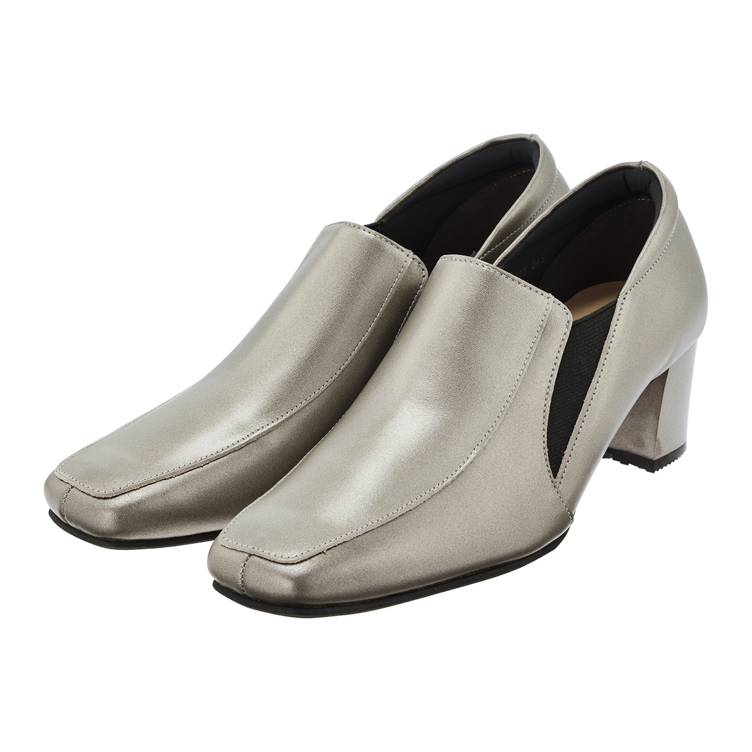 ミズ・ジューヌ 日本製 牛革 チャンキーヒール パンプス