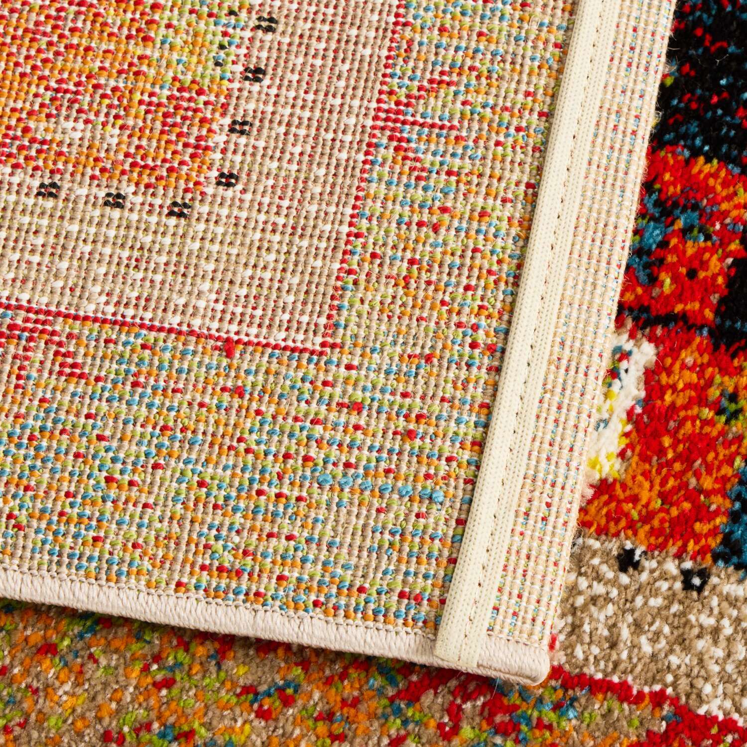 トルコ製　ウィルトン織 ギャベ柄　マット ノマドタイル ＜８０×１４０ｃｍ＞