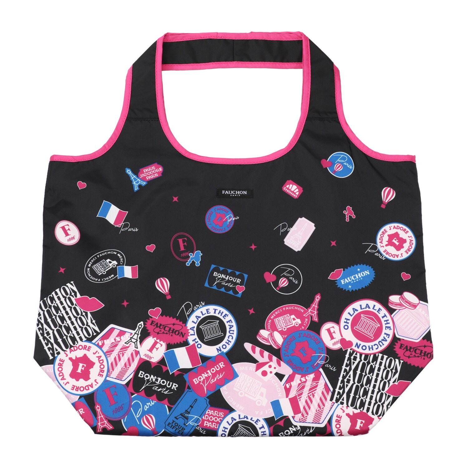 フォション 便利な底板付き はっ水加工プリント生地 ポケッタブルマイバッグ