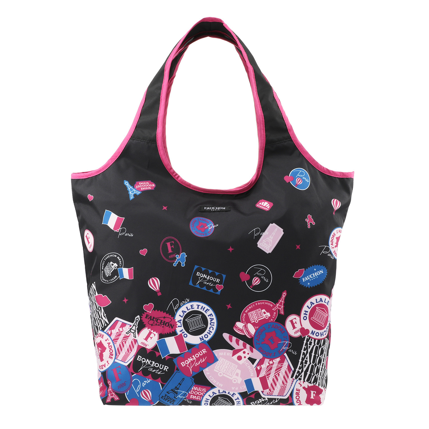 フォション 便利な底板付き はっ水加工プリント生地 ポケッタブルマイバッグ