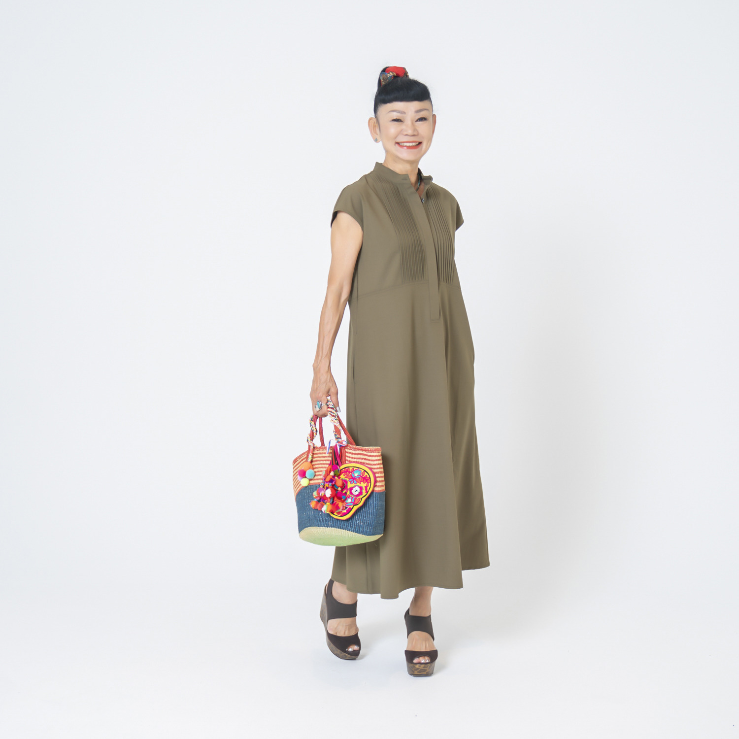 キョウコ　ヒガ ＵＶカット・接触冷感 触れるとひんやり フレンチスリーブ ワンピース