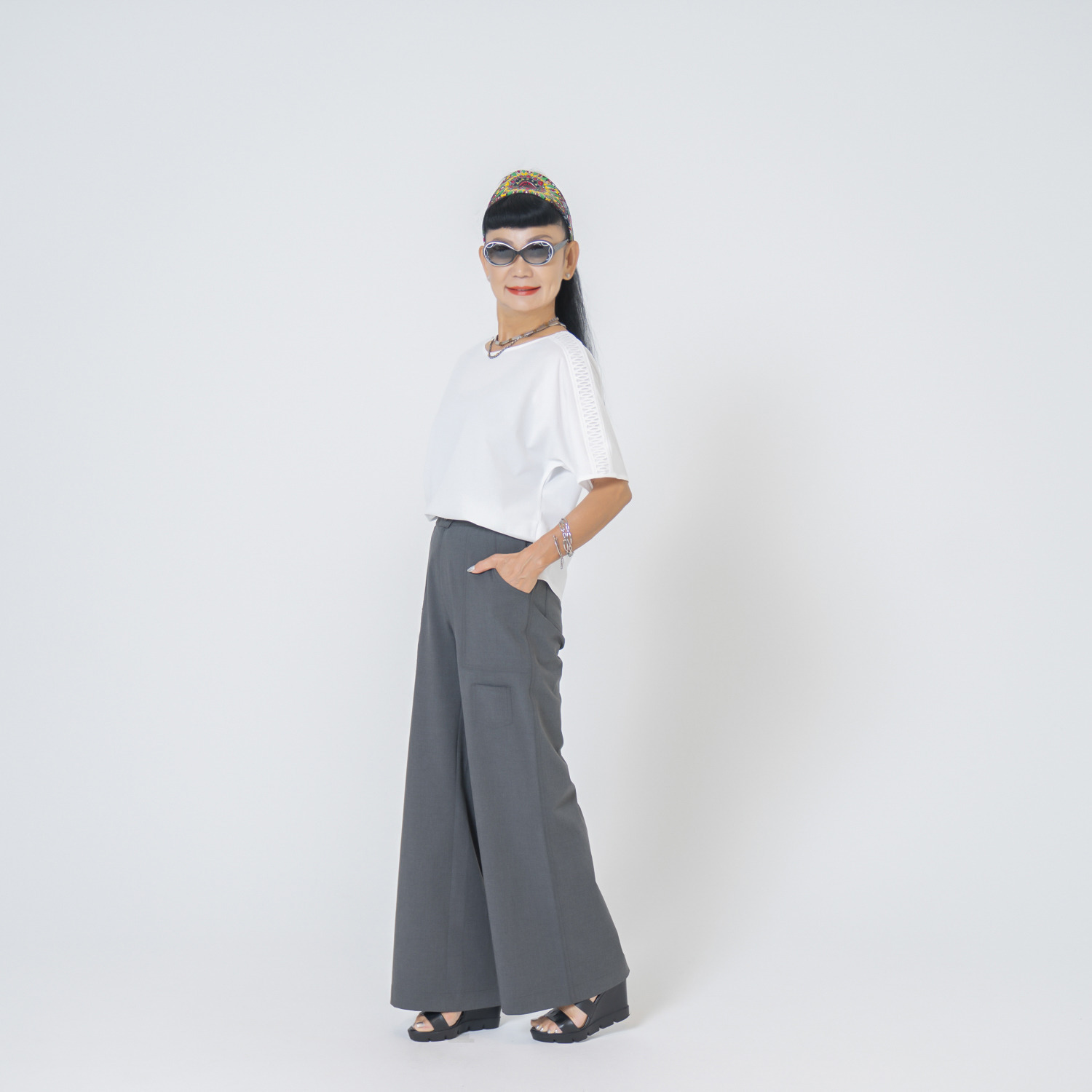 キョウコ　ヒガ ＵＶカット・吸水速乾 サラッと快適 レースアクセント クロップトＴシャツ