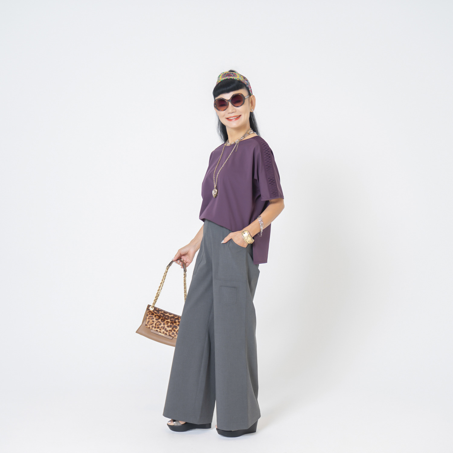 キョウコ　ヒガ ＵＶカット・接触冷感 触れるとひんやり ストレッチバギーパンツ