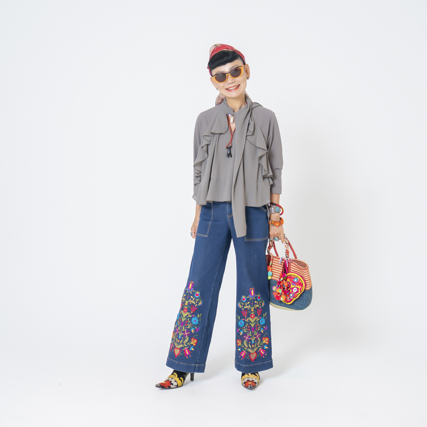 キョウコ　ヒガ 上品な華やかフリル シフォンデザイン ブラウスプルオーバー