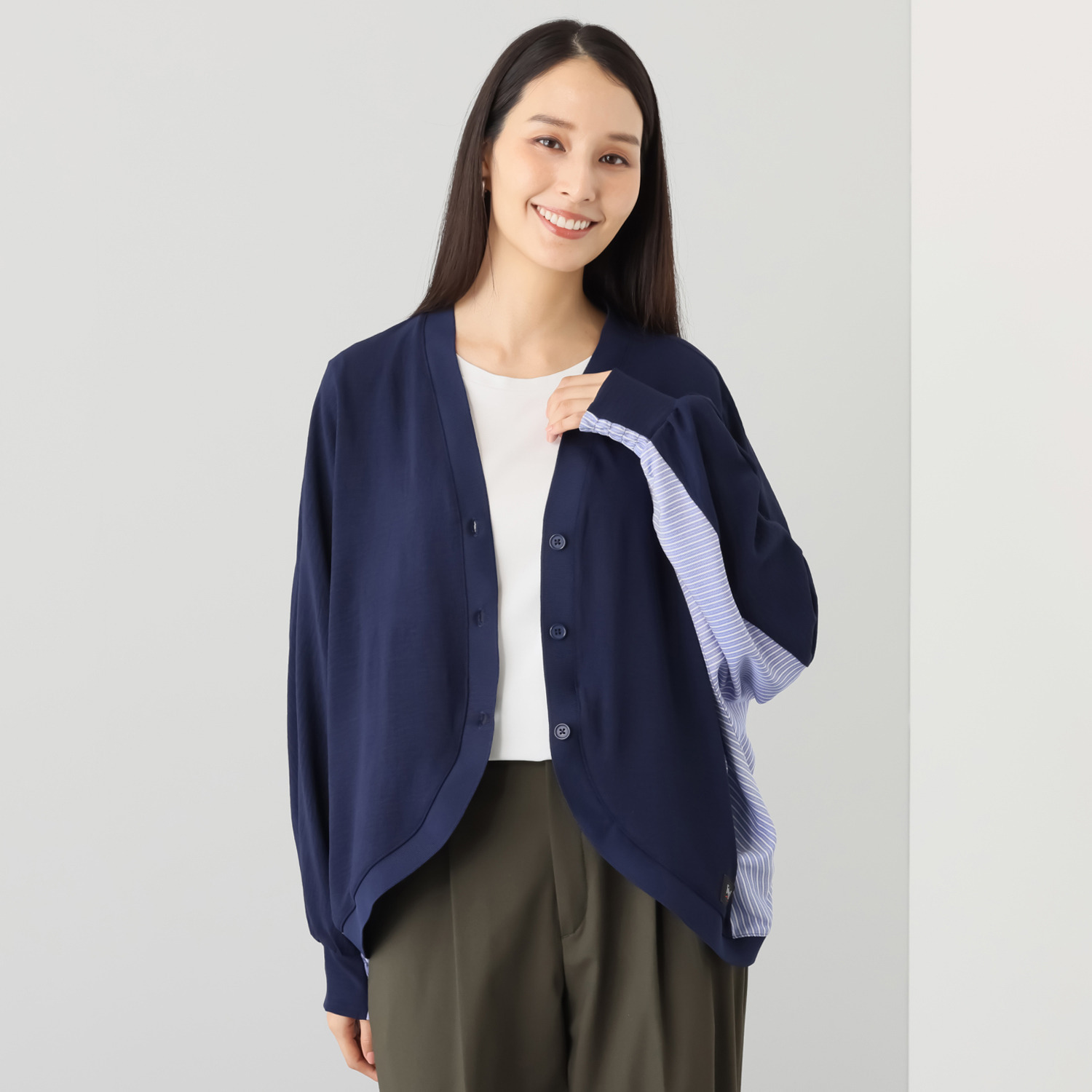 イクシーズ ヴィンテージワッシャー ドッキングカーディガン