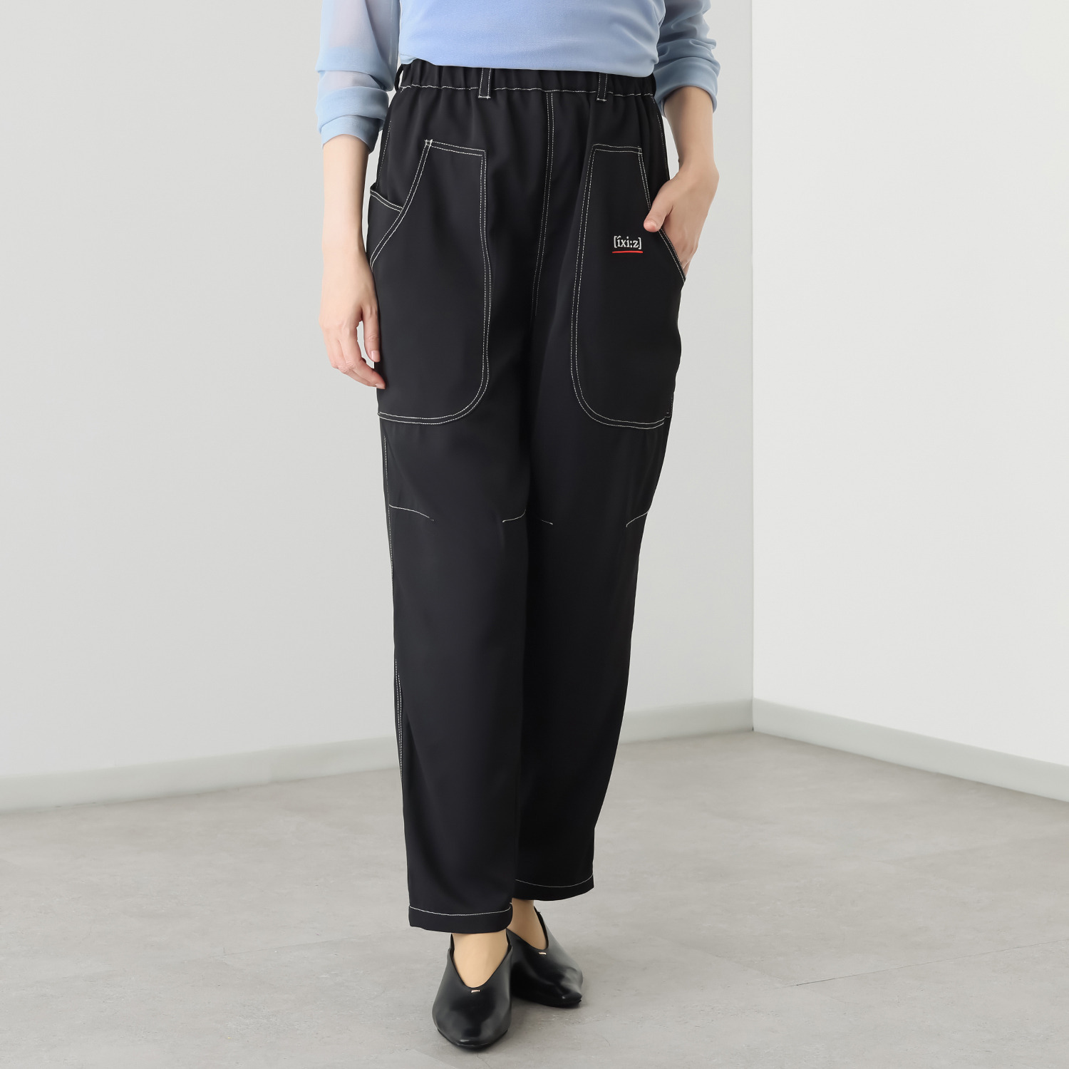 イクシーズ 配色ステッチ ６ポケット カーペンターパンツ