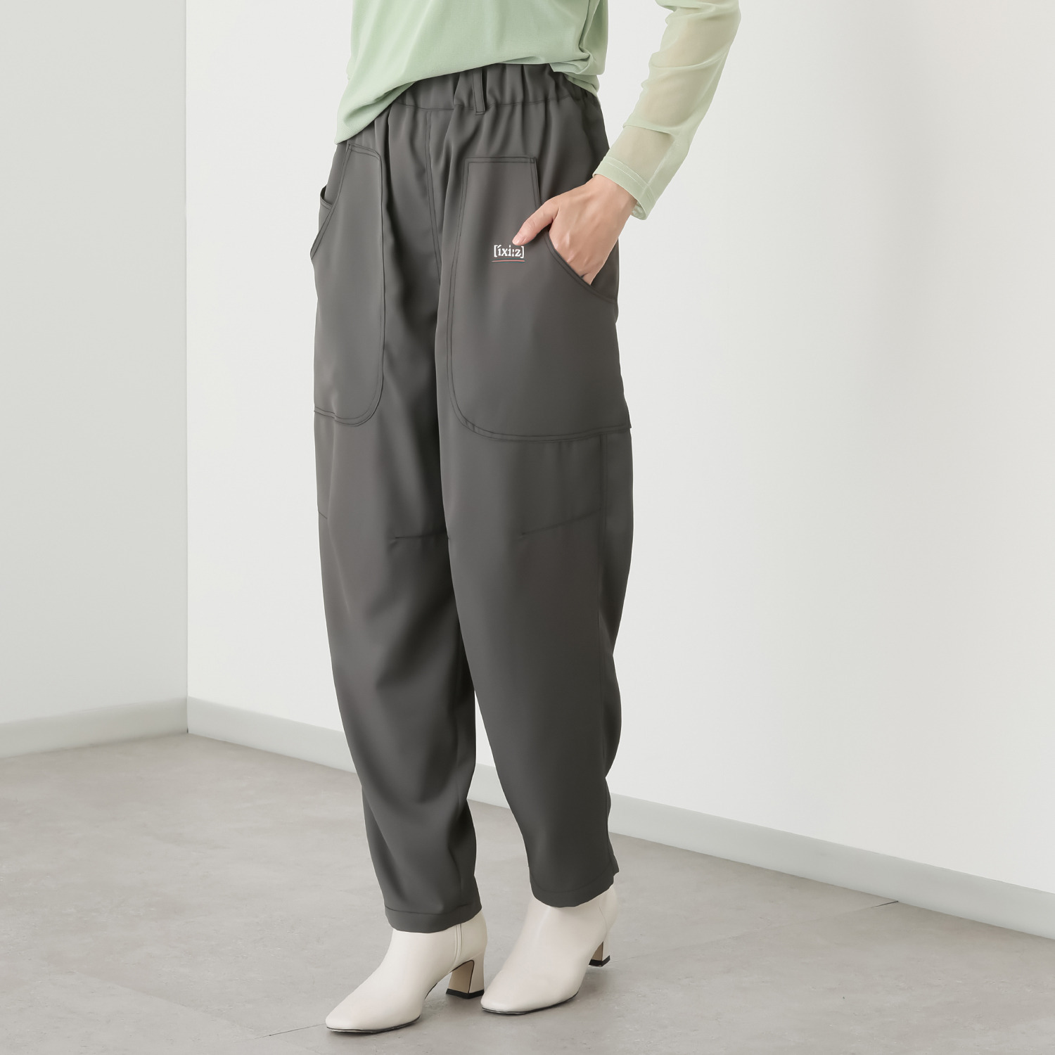 イクシーズ 配色ステッチ ６ポケット カーペンターパンツ