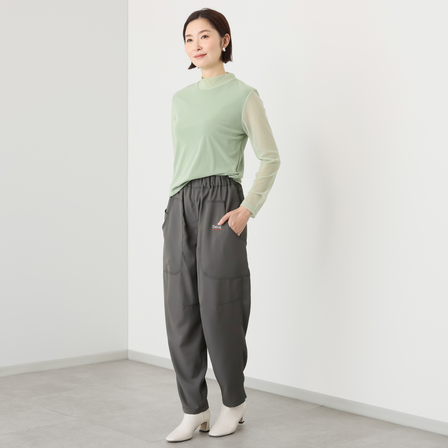 イクシーズ 配色ステッチ ６ポケット カーペンターパンツ