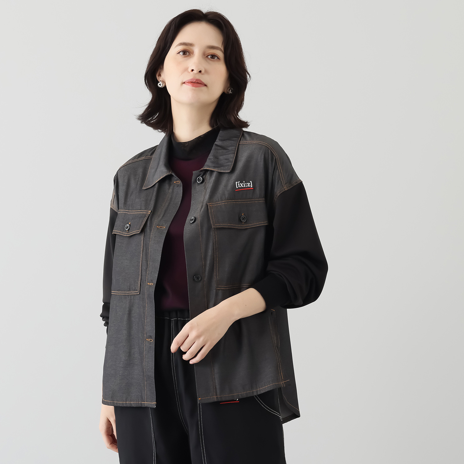 イクシーズ とろみデニム オーバーシャツ