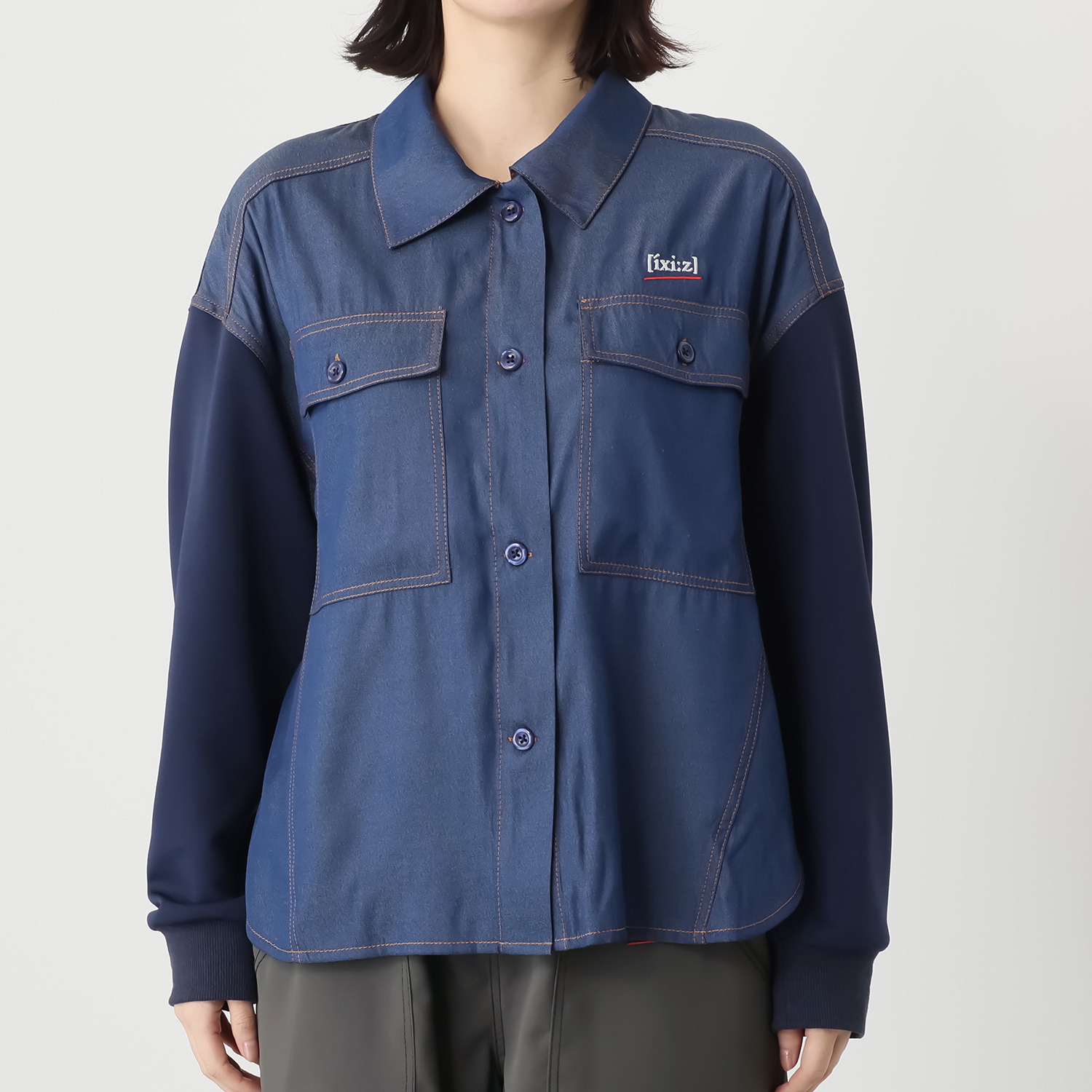 イクシーズ とろみデニム オーバーシャツ
